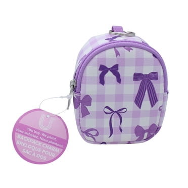U Style Mini Backpack Keychain, Ages 8+, Purple Bows