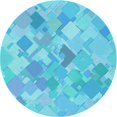 thumbnail image 1 of Ahgly Company Tapis d'Intérieur Ronds Transitionnels Lavables à la Machine, Turquoise Vif Bleu, 3 Pieds Rond, 1 of 7