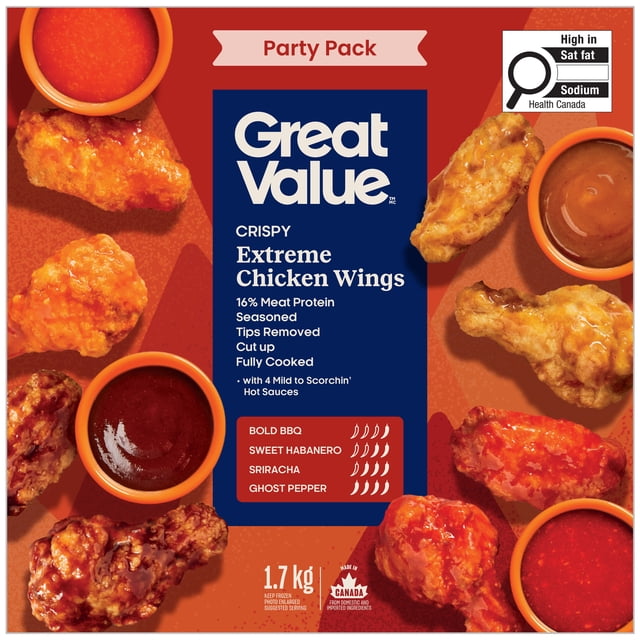 Great Value Crispy Extreme Chicken Wings, 1.7 kg