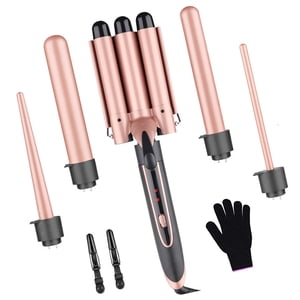 Relayinert Électrique 5 en 1 Hair Curler Flower Set Curls Multi-fonctions Tête Changer Curling Fer Wave Chauffe Résistant à l'outil de styling Tube