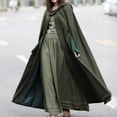 thumbnail image 2 of XZNGL Women Autumn Fashion Solid Hooded Button Cloak Split fork Woolen Coat, 2 of 7
