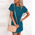 thumbnail image 1 of Gspmoly Robes Grande Taille pour Femmes aux Formes, Robe Décontractée et Tendance pour Femmes à Col Rond Coloré avec Lien, Manches Courtes, Robes de Cocktail jusqu'à 70 % de Rabais, 1 of 3