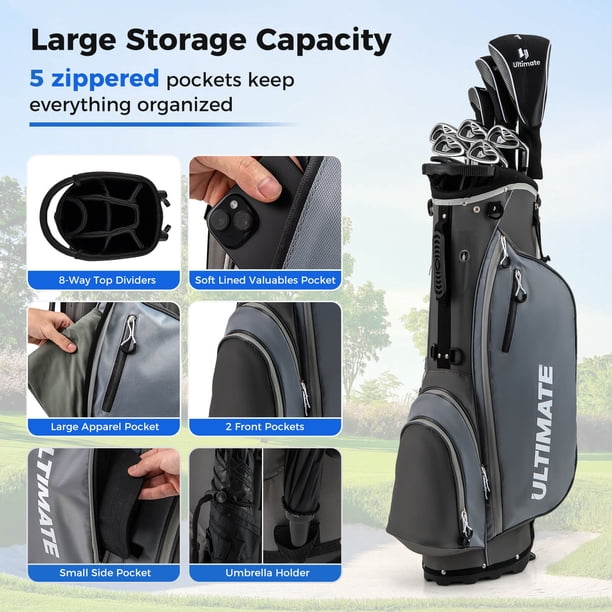 Men's Complete Golf Clubs Package Set 10 Pieces Includes Alloy