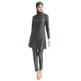 thumbnail image 3 of Innerwin Ladies Bathing Suit Three Pieces Swimsuit Muslim Style Crew Neck Swimwear Full Coverage Seaside Gray XXL, 3 of 4