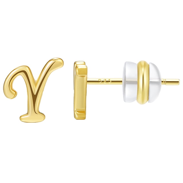 Boucles d'Oreilles Alphabet 26 en Or avec Finition Plaquée Or pour Femmes