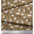 thumbnail image 3 of Soimoi Brown Cotton Cambric Fabric Mushroom,Oaknut & Rabbit Animal Print Sewing Fabric BTY 42 Inch Wide, 3 of 3