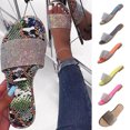 thumbnail image 5 of Womens Flat Sandals Rhinestone Clear Strap Open Toe Colorful Blingbling Non Slip Lightweight Breathable Summer Beach Sandals Camouflage, 5 of 5