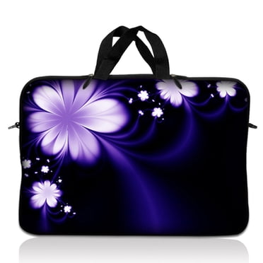 LSS 13.3 inch Laptop Sleeve Bag Carrying Case Pouch with Handle for 13.3" 13" 12.1" 12" Apple Macbook, GW, Acer, Asus, Dell, Hp, Sony, Toshiba, Purple Flower Floral