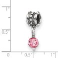 thumbnail image 4 of 925 Sterling Silver Charm For Bracelet Pink Preciosa Crystal Dangle Bead Stone, 4 of 8