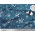 thumbnail image 3 of Soimoi Blue polyester Crepe Fabric Snow Flakes Floral Printed Craft Fabric by the Yard 52 Inch Wide, 3 of 5