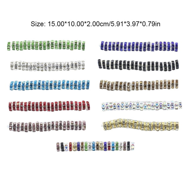 100 Pieces Rhinestone Rondelles with Big Ladu Use Holes Charm Spacer Beads Jewelry Crystal Multi-colors Loose Bead for DIY Necklace Red