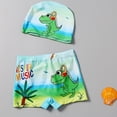 thumbnail image 3 of Hiiyo Toddler Boys Swim Trunks Cartoon Quick Drying Swimming Shorts & Cap, 3 of 3
