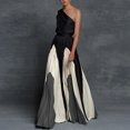 thumbnail image 1 of Jusqu'à 65 % de Rabais! Robes d'Été Mode pour Femmes 2024 Grande Taille Col Contraste de Couleurs Jupe Longue avec Patchwork Robe Imprimée à Épaules Dénudées, 1 of 6