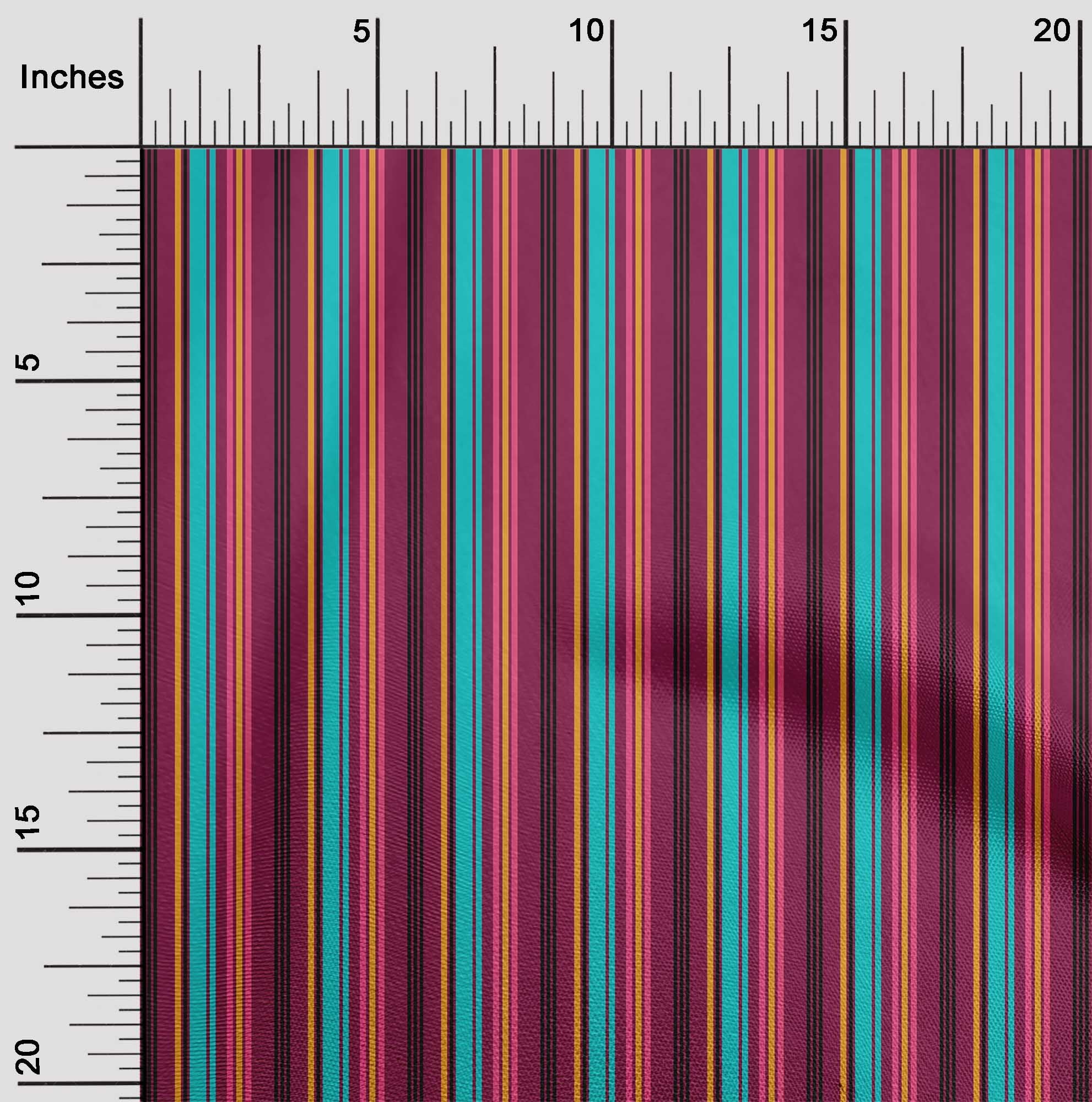 oneOone Cotton Silk Fabric Multicolor Stripe Print Fabric BTY 42 Inch Wide