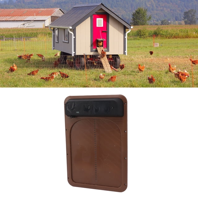 Automatic Chicken Coop Door Opener, Solar Powered Battery Powered Chicken Door with Timer Light Sensor, Safe and Sturdy Poultry Coop Door with Anti Pinch Design for Home Farms