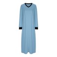 thumbnail image 5 of AherBiu Pyjamas pour Femmes à Manches Longues, Chemises de Nuit à Col en V Fendu, Vêtements de Nuit Confortables, Robes Longues avec Poches, 5 of 5