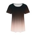thumbnail image 5 of Plebaso Hauts pour Femmes Été Manches Courtes Col Rond Tunique Chic Ample Mode Blouses à Dégradé de Couleurs, 5 of 5