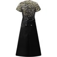 thumbnail image 5 of Lenago Robes Midi Grande Taille pour Femmes Robes d'Été pour Femmes Imprimé Floral Manches Courtes Col en V Robe Plissée Fluide Robes de Plage de Fête en Solde, 5 of 5