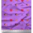 thumbnail image 1 of Soimoi Purple Rayon Crepe Fabric Triangle & Arrow Heart Print Fabric by the Yard 46 Inch Wide, 1 of 5