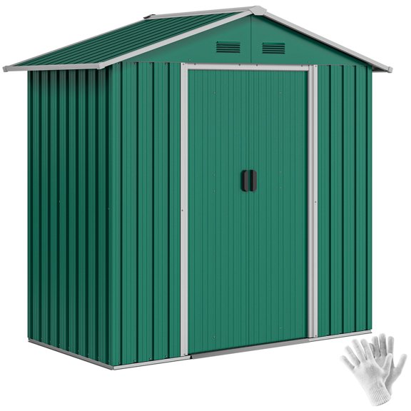 Outsunny Remise de Jardin en Métal 6,5 X 3,5 Pi pour Rangement Extérieur, Vert