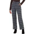 thumbnail image 1 of Unique Bargains Women's Plaid Elastic Waist High-Rise Straight Leg Pants, Blue / Brown Grid, S, 1 of 6