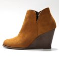 thumbnail image 3 of Babysbule Bottes de Neige pour Femmes Mode Bottines Courtes en Suède à Talons Compensés à Fermeture Éclair Couleur Unie Chaussures à Bout Rond, 3 of 9