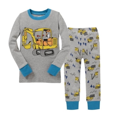 PMVFHDE Boys Cartoon Character Sets Baby Kids Boy's Outfits Cartoons Printed Long Sleeve Pajamas Sleepwear T Shirt Pants 2PCS Clothes Set Grey,5-6 Years