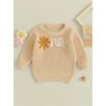 thumbnail image 2 of Faithtur Chandail d'Automne pour Bébé Fille, Motif Lettre Fleurie Manches Longues Col Rond Pull Tricoté, 2 of 9