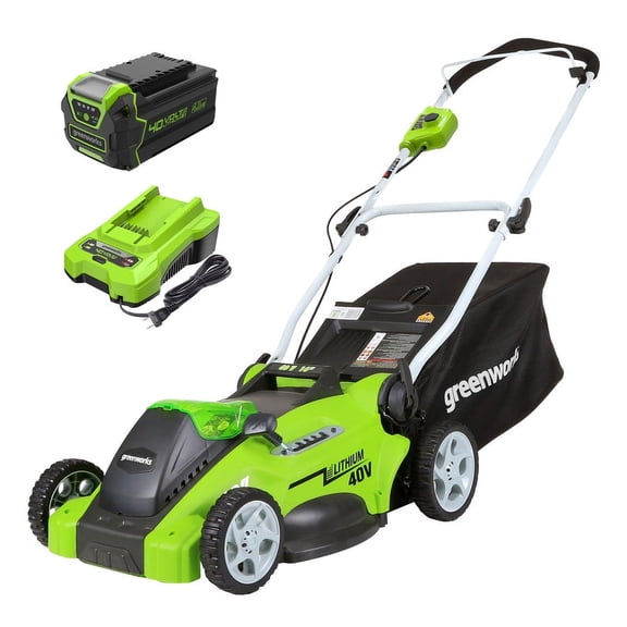 Greenworks 40V 16" Cordless Push Lawn Mower, 4.0 AH Battery and Charger Included [75+ Compatible Tools]