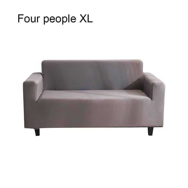 kurtrusly Solid Color Sofa Cover Elastic Couch Dust-proof Anti-slide Slipcover 1/2/3/4 Seater Covers Protector Full Coverage Silver gray XL