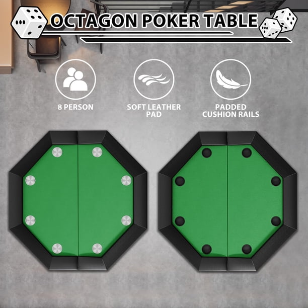 VEVOR Table De Poker Pliable 183 Cm – 8 Joueurs, Rails Rembourrés, Porte-gobelets, Housse Incluse