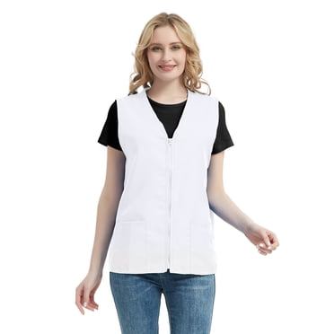 TOPTIE Adult Volunteer Activity Vest Supermarket Uniform Vests Clerk Workwear-White-M