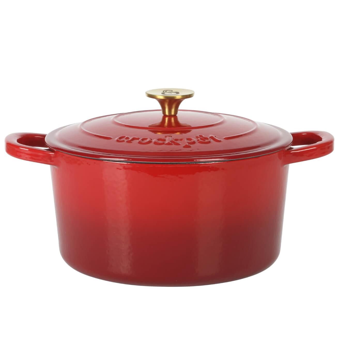 Crock-Pot Artisan Four hollandais en fonte émaillée avec couvercle, rouge dégradé, rond, 6 Qt