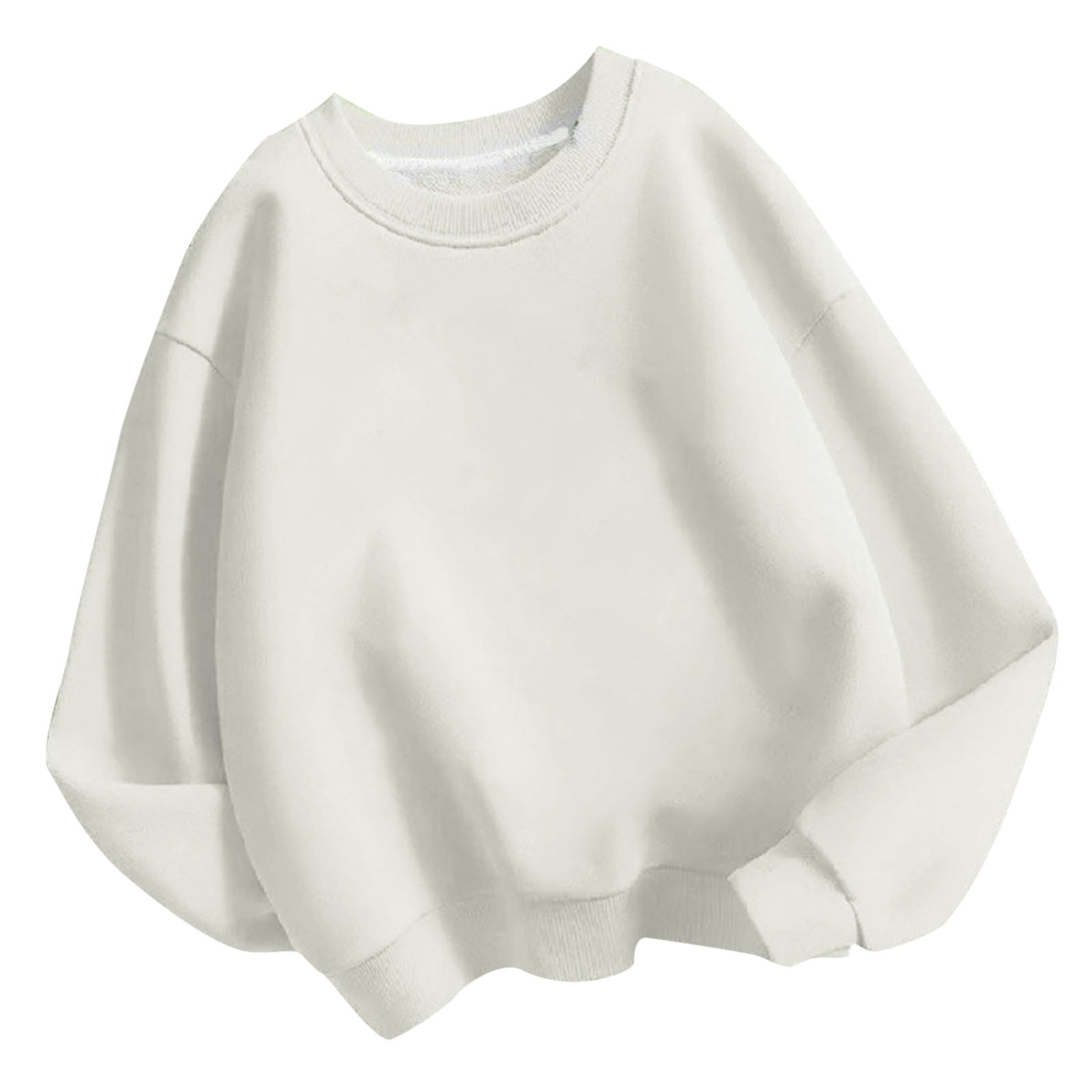 lcziwo Chandail pour Enfants à Col Rond, Chandail de Base Uni pour Enfants, Tunique Décontractée Oversize à Épaules Tombantes, Manches Longues, Automne Hiver, Mode, Sans Capuchon, Blanc, 4 Ans