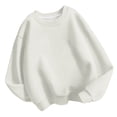 thumbnail image 1 of lcziwo Chandail pour Enfants à Col Rond, Chandail de Base Uni pour Enfants, Tunique Décontractée Oversize à Épaules Tombantes, Manches Longues, Automne Hiver, Mode, Sans Capuchon, Blanc, 4 Ans, 1 of 4