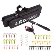 Mosiee Fishing Equipment Set Telescopic Fishing Rod Fishing Reel Bait