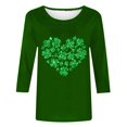 thumbnail image 4 of T-Shirt Ample à Manches Trois-Quarts et Col Rond Imprimé pour la Saint-Patrick pour Femmes, 4 of 6