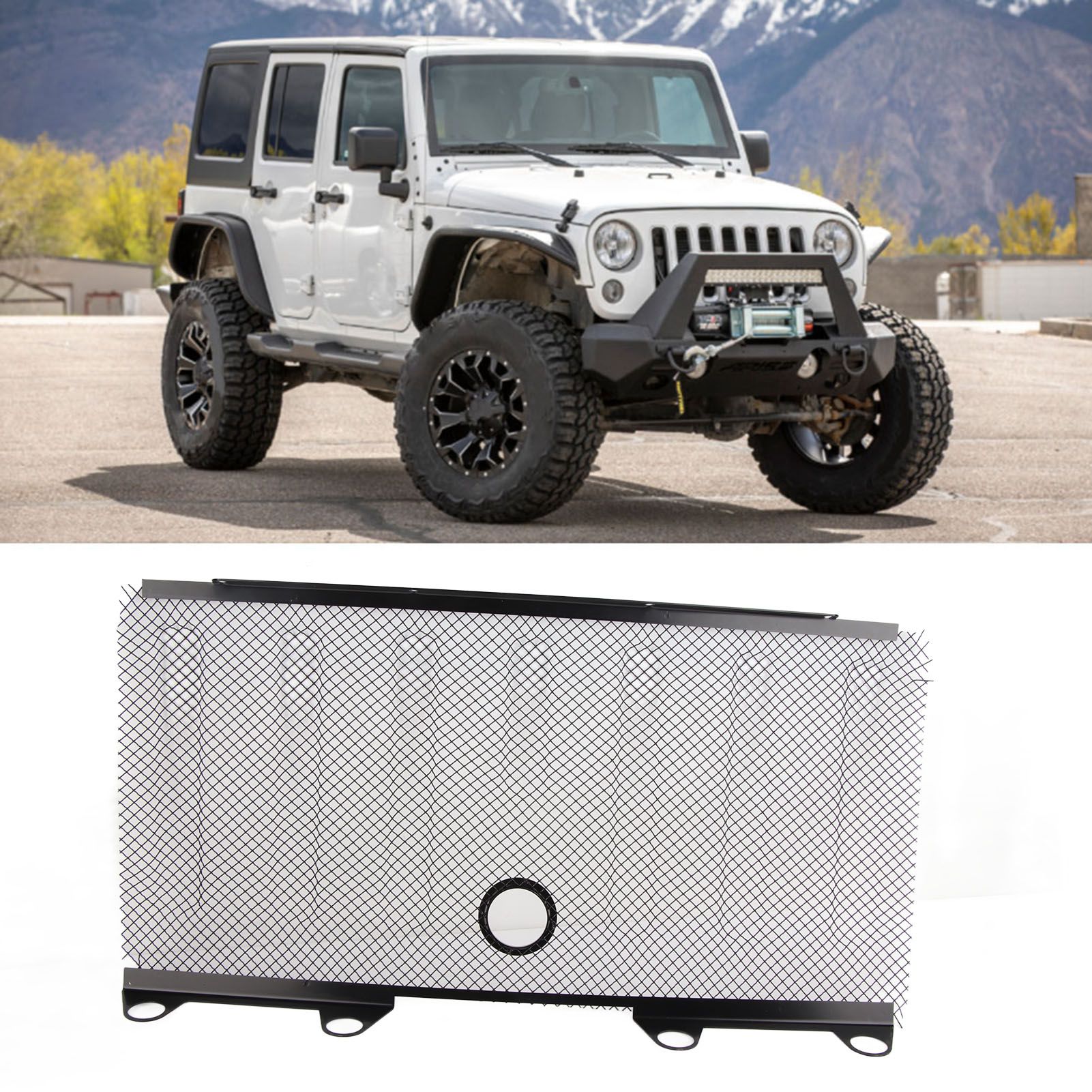 Grille de Capot, Grille de Protection de Voiture en Maille Texturée Style Rivet pour 2 et 4 Portes Illimitées 2016+ pour JK Amp