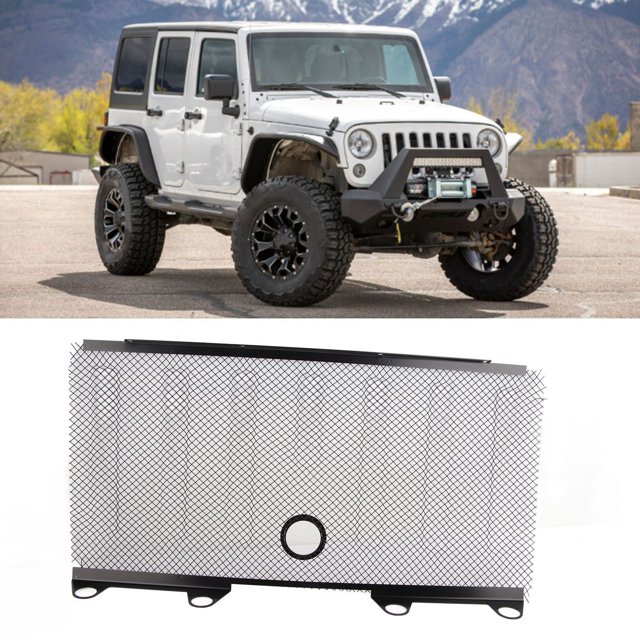 Grille de Capot, Grille de Protection de Voiture en Maille Texturée Style Rivet pour 2 et 4 Portes Illimitées 2016+ pour JK Amp