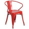 thumbnail image 3 of Commercial Grade 4 Pack Red Metal Indoor-Outdoor Chair with Arms, 3 of 9