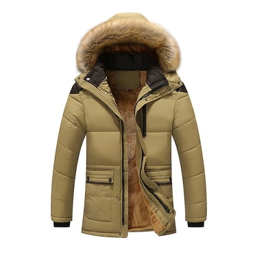 EGNMCR Jackets for Men Men's Winter Thickened Plus Size Padded Windproof Warm Cotton Padded Coat