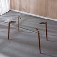 thumbnail image 3 of Heavenly Collection Modern Rectangular Tempered Glass Dining Table - Mid-Century Kitchen Table with Walnut-Finished Metal Legs - Ideal for Dining Rooms & Small Spaces, 3 of 9