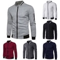thumbnail image 3 of Liyamei Men's Fall/winter Stand-up Collar Solid Color Plaid Zipper Sweater Baseball Uniform Sports Suit, 3 of 5