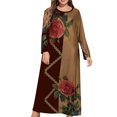 thumbnail image 2 of LSLJS Plus Size Women Casual Loose Printed Long-sleeve Crew-Neck Dress, 2 of 4