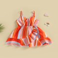 thumbnail image 2 of Kids Infant Girls Slip Dress Toddler Sleeveless Striped Ruffled Summer A-line Dress, 2 of 7