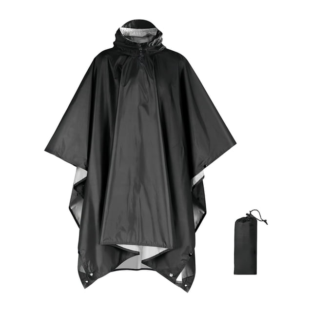 Poncho de Pluie S SERENABLE avec Capuche, Imperméable Réutilisable pour Événements Sportifs, Randonnée, Camping, Noir