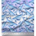 thumbnail image 1 of Soimoi Purple Poly Georgette Fabric Whale Ocean Print Fabric by the Yard 42 Inch Wide, 1 of 3