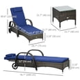 thumbnail image 3 of Ensemble de Chaise Longue de Patio en Osier avec Coussins, Chaise Longue Inclinable, Bleu Foncé, 3 of 10