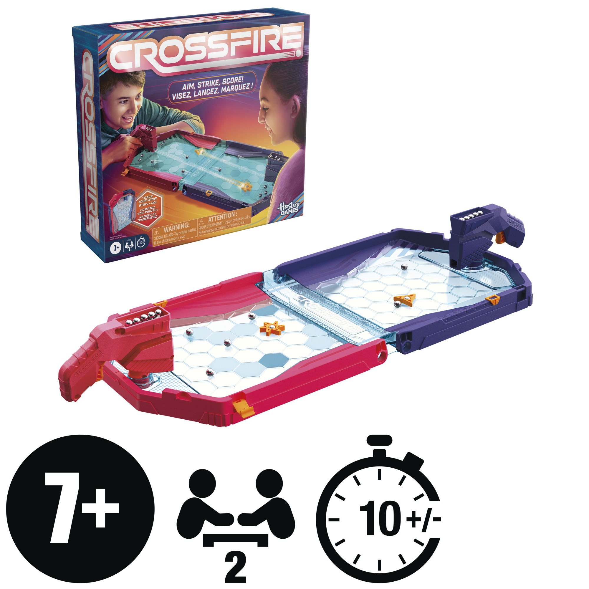 Crossfire, jeu d'action d'intérieur pour enfants, jeu de plateau familial pour 2 joueurs, dès 7 ans