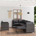 thumbnail image 1 of vidaXL 7 Piece Garden Lounge Set with Cushions Poly Rattan Grey, 1 of 5